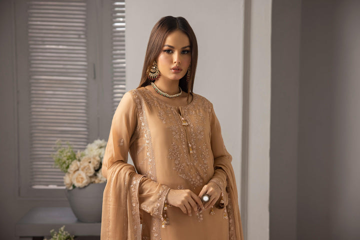 3 PIECE - READY TO WEAR EMBROIDERED CHIFFON SUIT - Jays Boutique