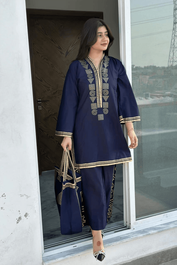 READY TO WEAR STYLISH 2 PIECE LINEN SUIT WITH BAG - Jays Boutique