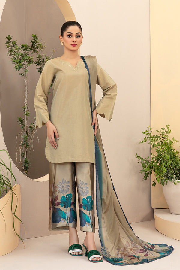 Stitched 3 Piece Shamry Suit - LIght Green